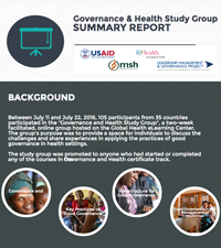 Cover of Governance and Health Study Group Summary Report