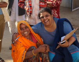 Women at a training event for smartphone-based data collection