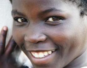 A young girl after an HIV talk at Kalingalinga Clinic in Zambia. 