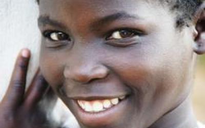 A young girl after an HIV talk at Kalingalinga Clinic in Zambia. 