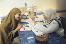 Woman at medical consultation