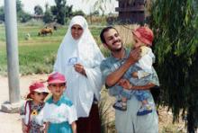 Family standing outside